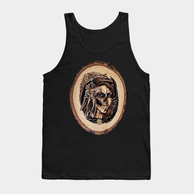 Draugr - nordic ghost pyrography print, wood texture Tank Top by BTW-byMargo